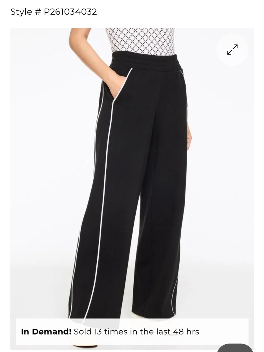T by Talbots WIDE LEG PIPED PIQUÉ TRACK PANTS with White Side Piping